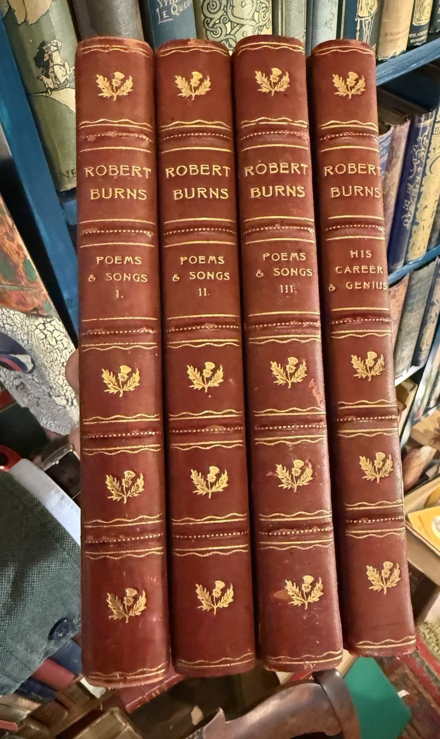 1896 Robert Burns : Poems and Songs Complete (4 Vols) Bound by Ramage