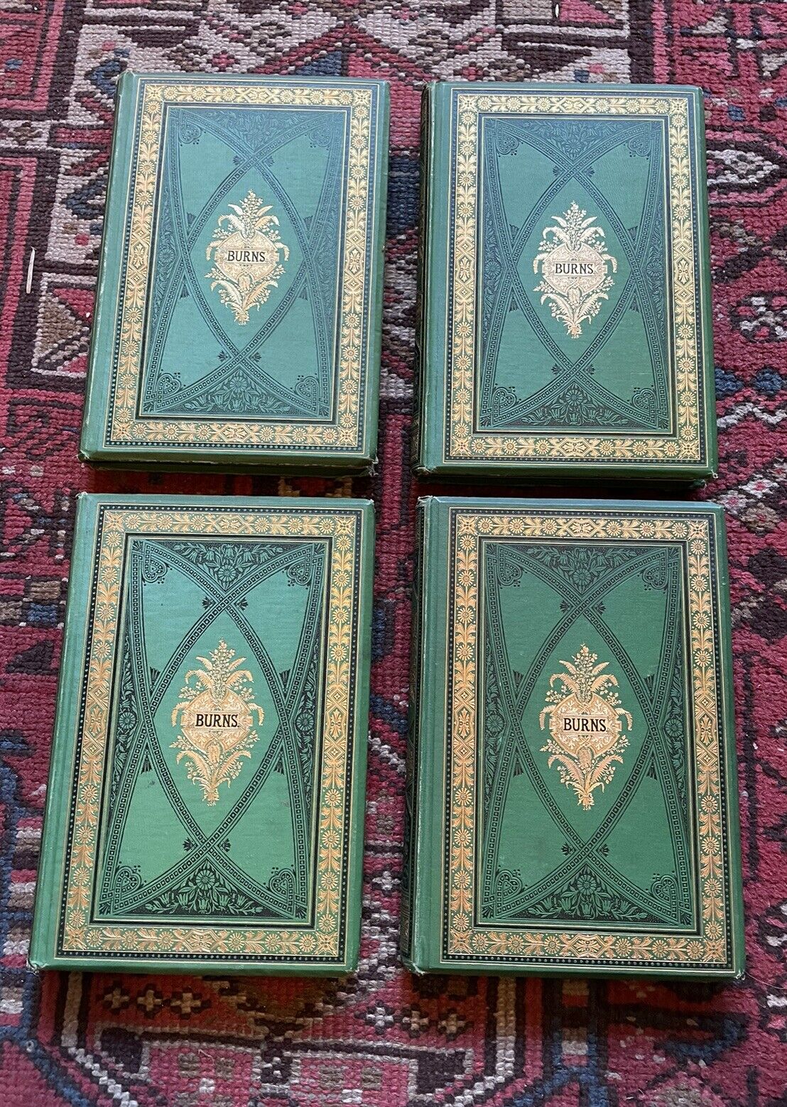 1877 The Works of Robert Burns (4 Vols) Decorative Cloth Bindings : Scots Poems