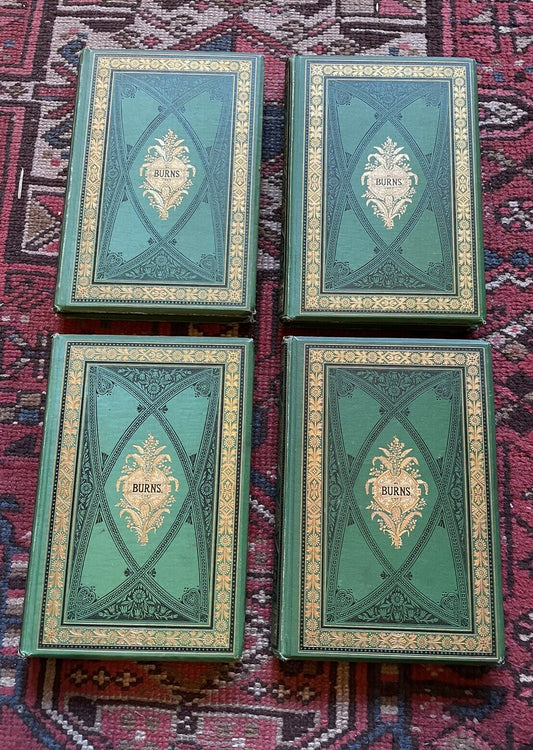 1877 The Works of Robert Burns (4 Vols) Decorative Cloth Bindings : Scots Poems