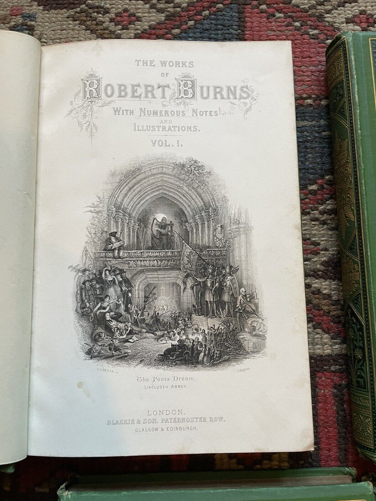 1877 The Works of Robert Burns (4 Vols) Decorative Cloth Bindings : Scots Poems