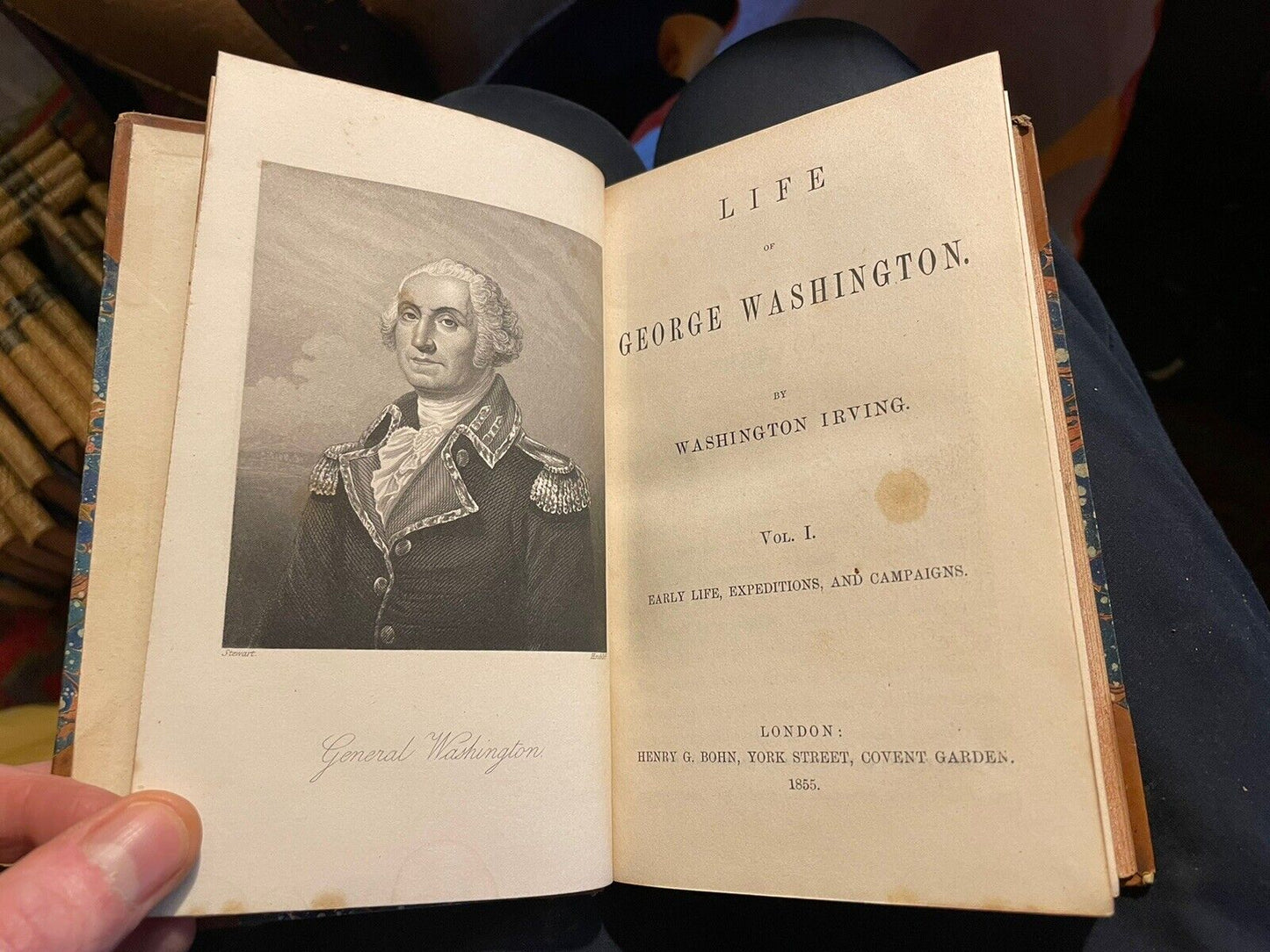 1855 Life of George Washington by Washington Irving (4 Volumes) Leather Bindings
