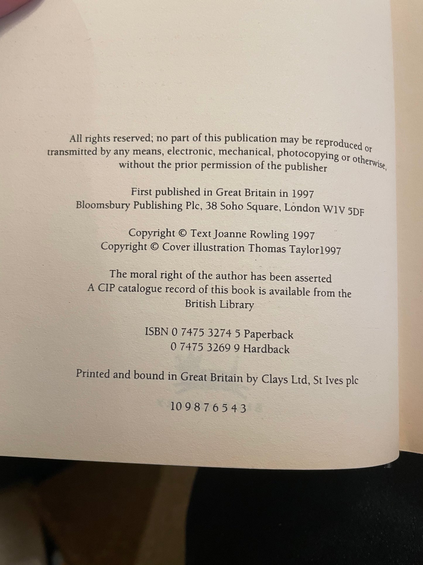 J K Rowling Harry Potter and the Philosopher's Stone : Scarce Third Printing : Fine Copy