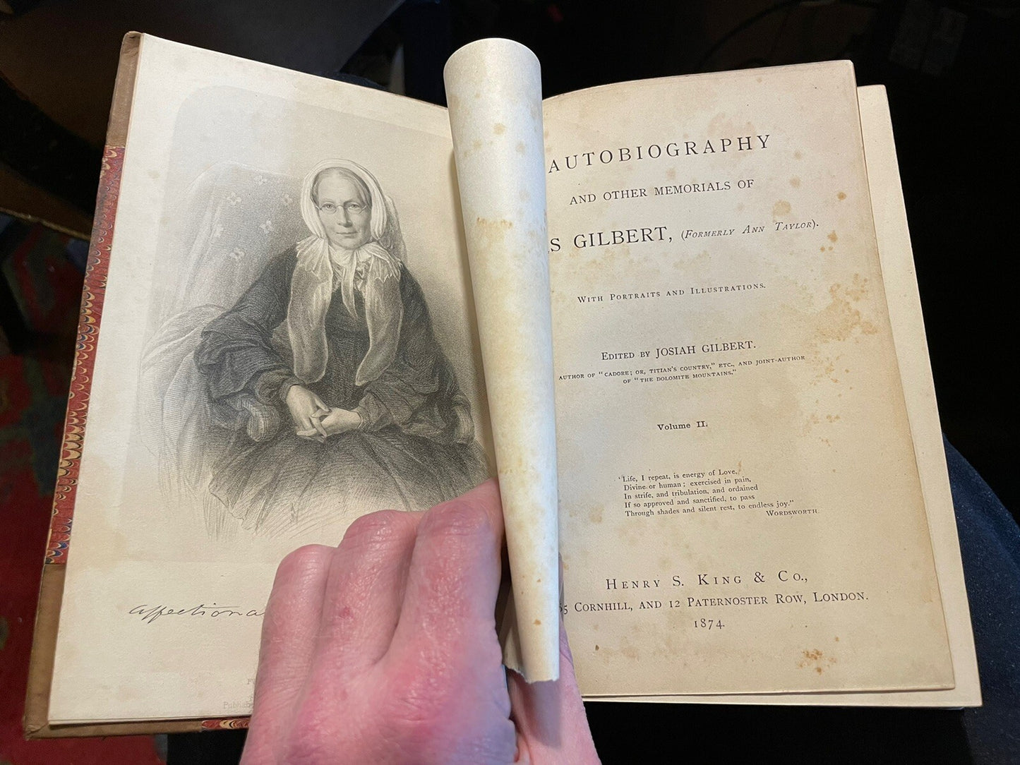 1874 Autobiography and Other Memorials of Mrs Gilbert ( Ann Taylor )
