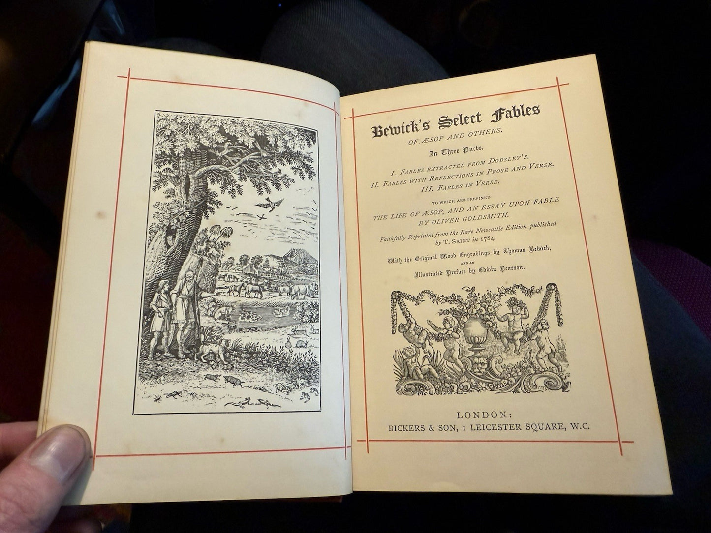 c1874 Bewick's Select Fables : Oliver Goldsmith : In Three Parts : Life of Aesop