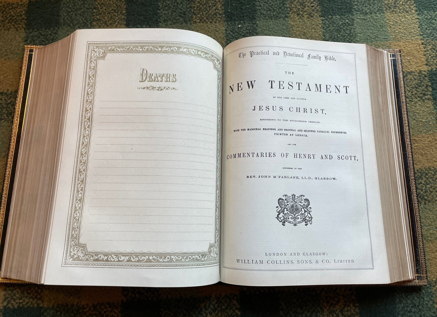 Large Victorian Holy Bible : Commentaries of Henry and Scott : A Very Fine Copy