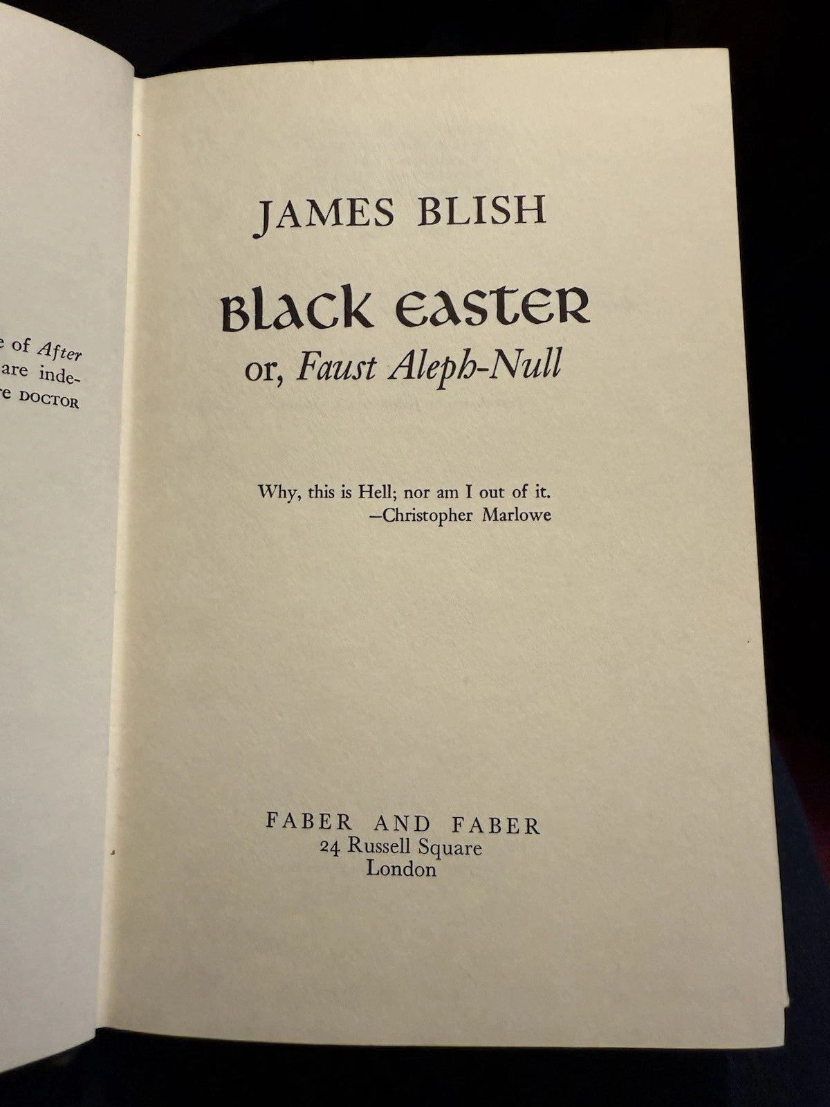 James Blish : Black Easter : Fantasy : Black Magician Assassination US Politics