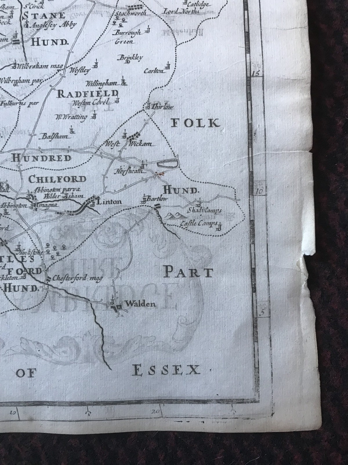 1695 COUNTY of CAMBRIDGESHIRE Original English Antique Map Robert Morden RARE