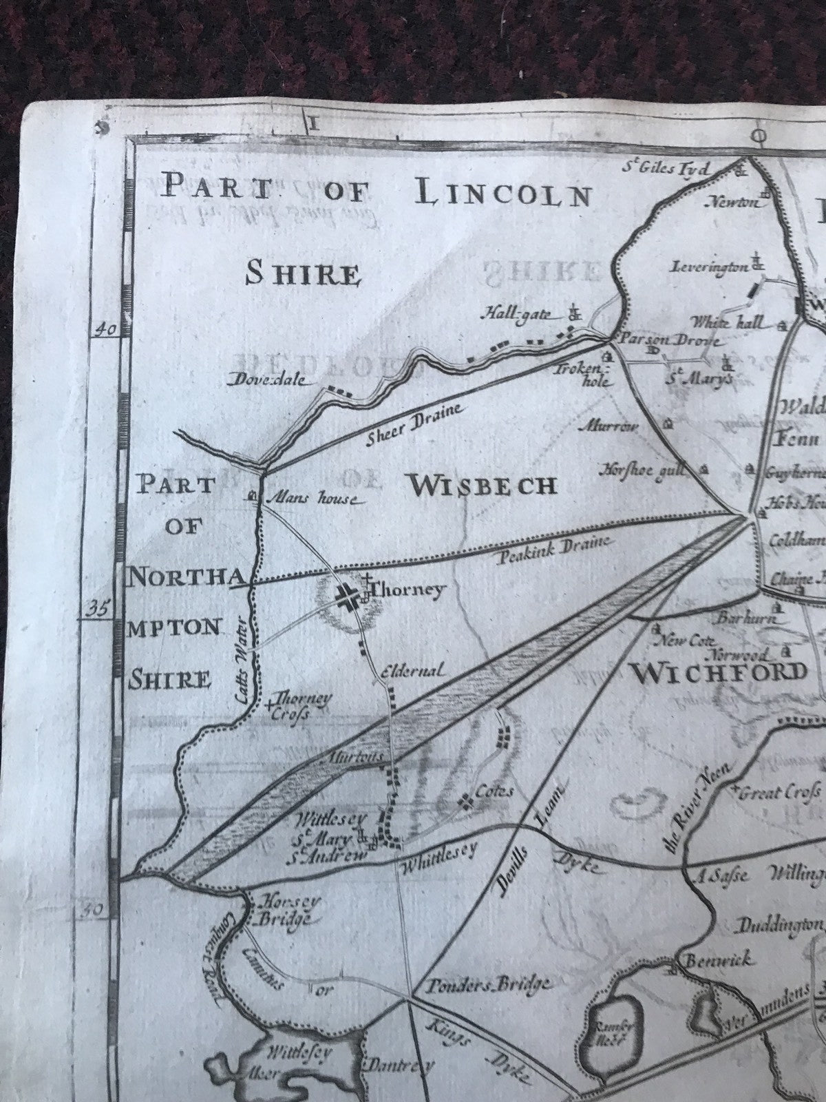 1695 COUNTY of CAMBRIDGESHIRE Original English Antique Map Robert Morden RARE