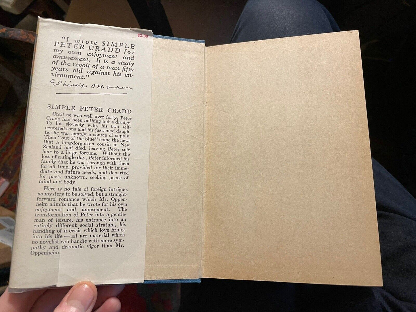 1931 E. Phillips Oppenheim : Simple Peter Cradd : First Edition in Dust Jacket