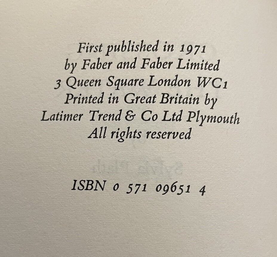 1971 Sylvia Plath's Crossing the Water : First Edition in Dust Jacket : Poetry
