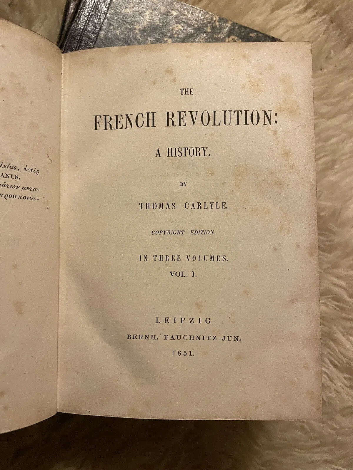 1851 Carlyle : The French Revolution (3 vols in Slipcase) Tauchnitz