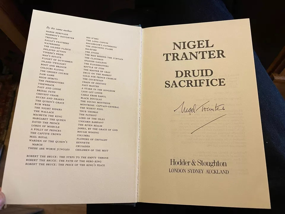 Nigel Tranter : Druid Sacrifice (SIGNED COPY) 1st Ed 1993 Historical Fiction