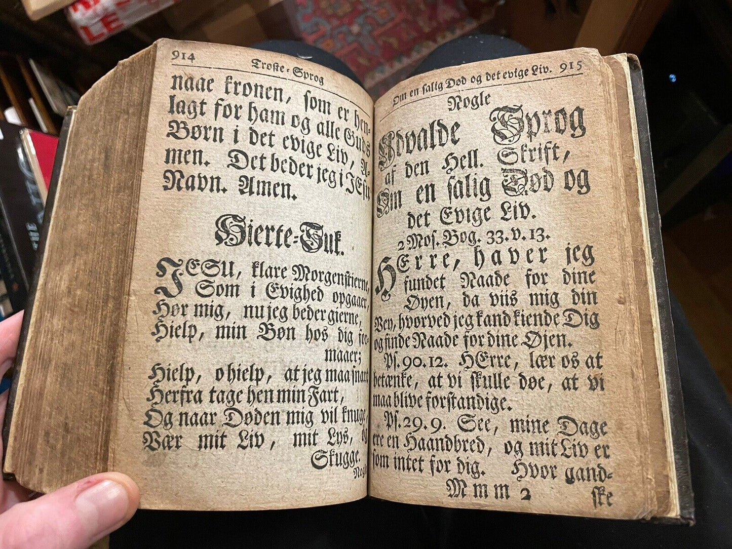 1794 Antique Danish Religious Prayer Book : Woodcuts : Large Typeface