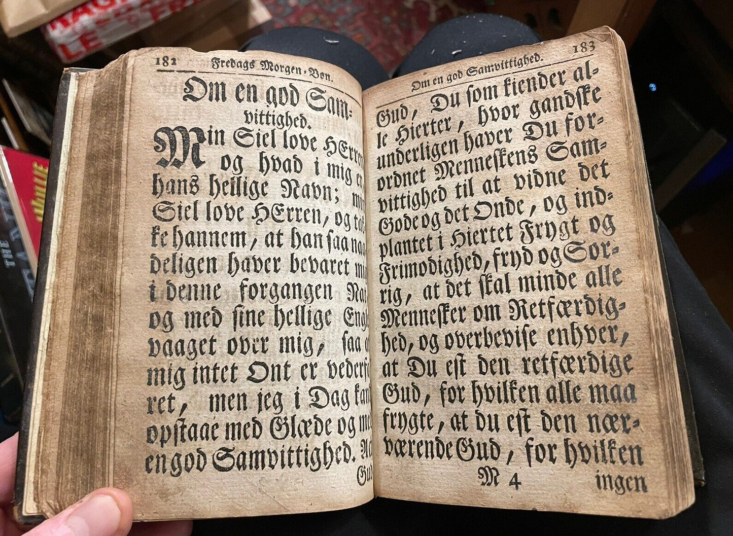 1794 Antique Danish Religious Prayer Book : Woodcuts : Large Typeface