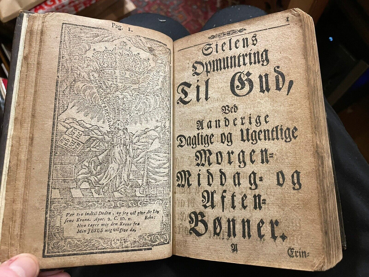 1794 Antique Danish Religious Prayer Book : Woodcuts : Large Typeface
