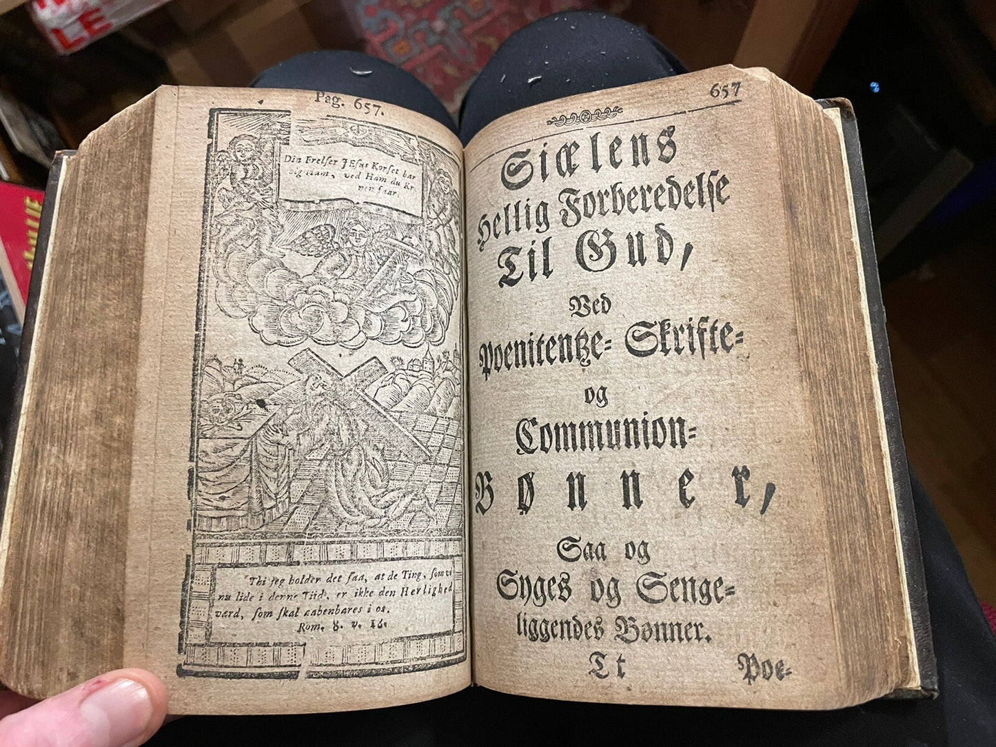 1794 Antique Danish Religious Prayer Book : Woodcuts : Large Typeface