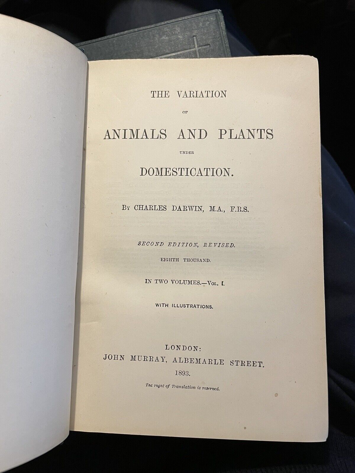 1893 Charles Darwin (2 Vols) Variation of Animals and Plants under Domestication
