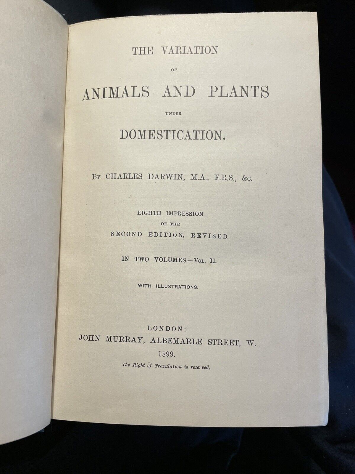 1893 Charles Darwin (2 Vols) Variation of Animals and Plants under Domestication