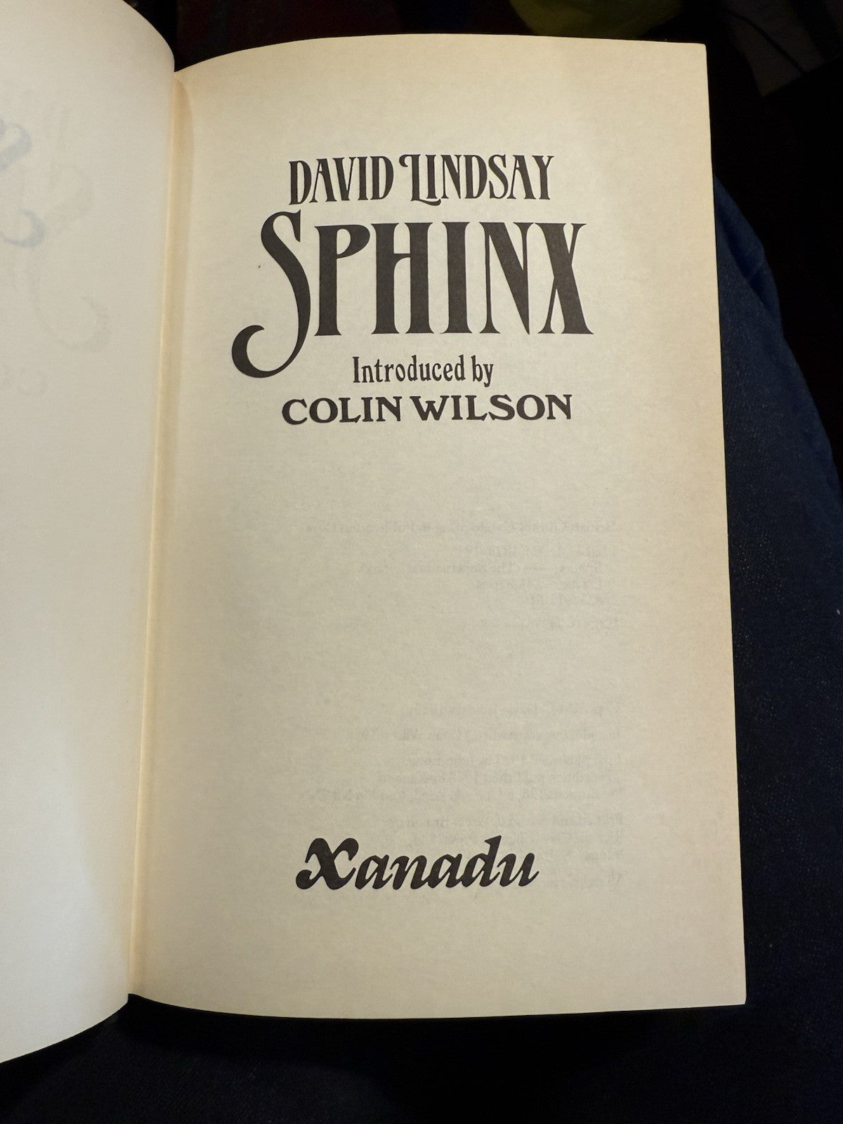 Sphinx : David Lindsay (A Voyage to Arcturus) : Supernatural Fiction 1988