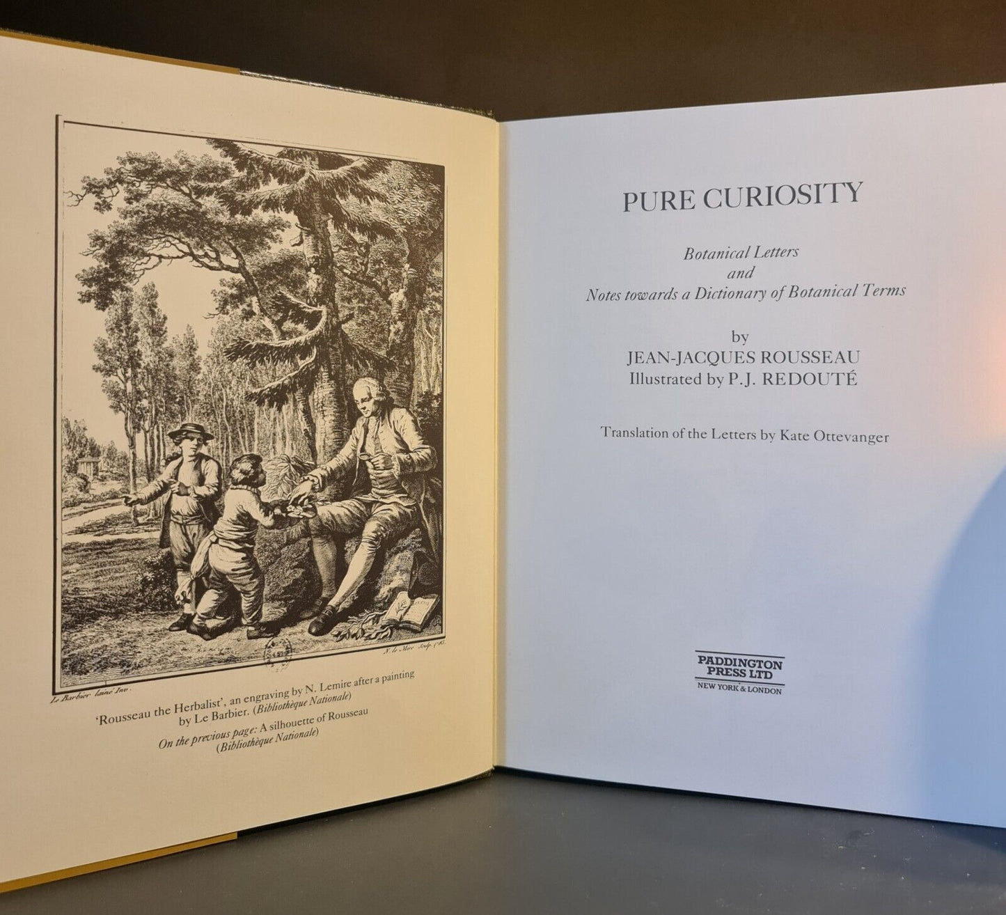 Pure Curiosity - Botanical Letters, JJ Rosseau: Hardback: 1st Edition: Botany
