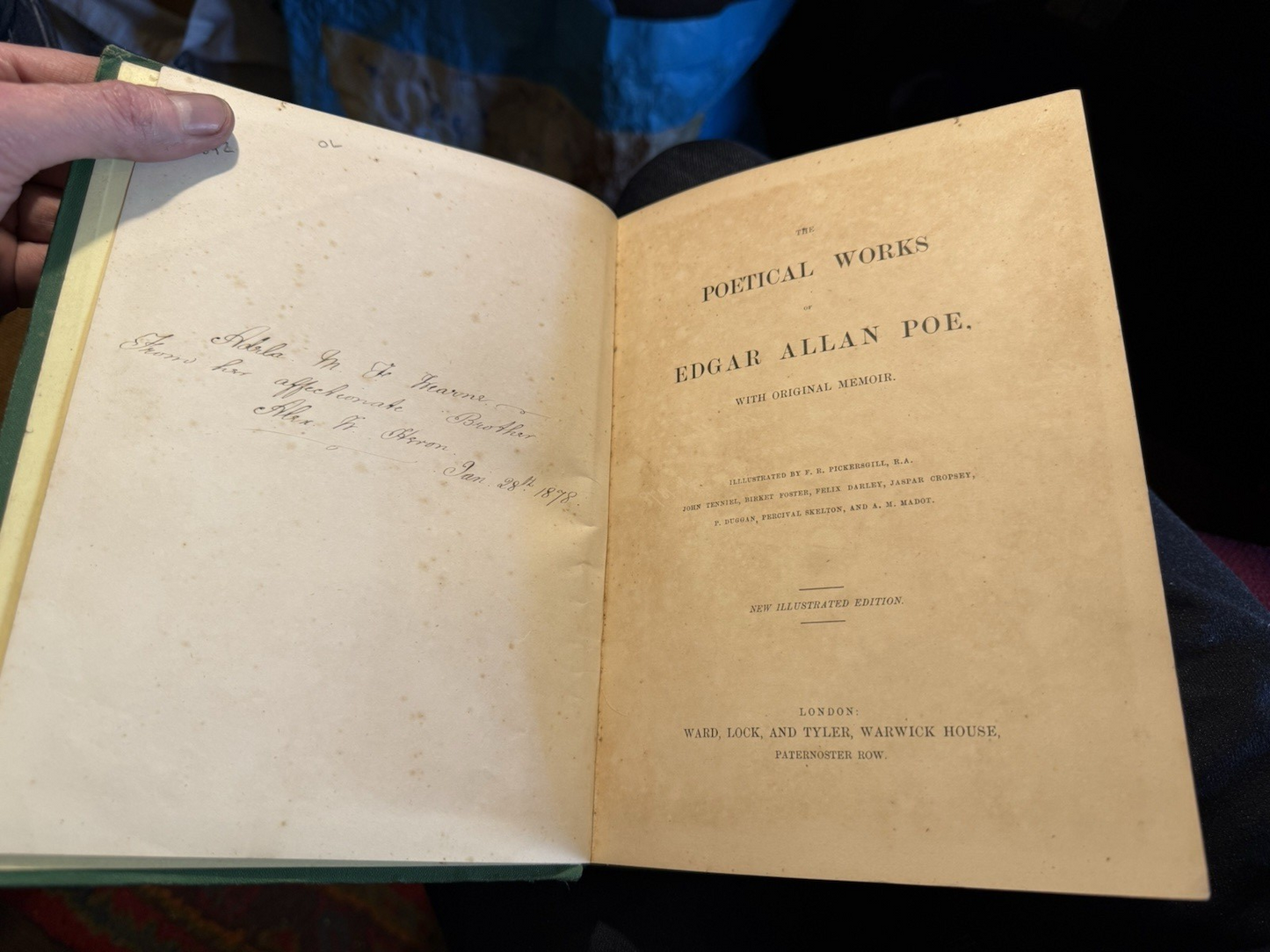 c1872 Poetical Works of Edgar Allan Poe : Illustrated Edition : Lovely Copy