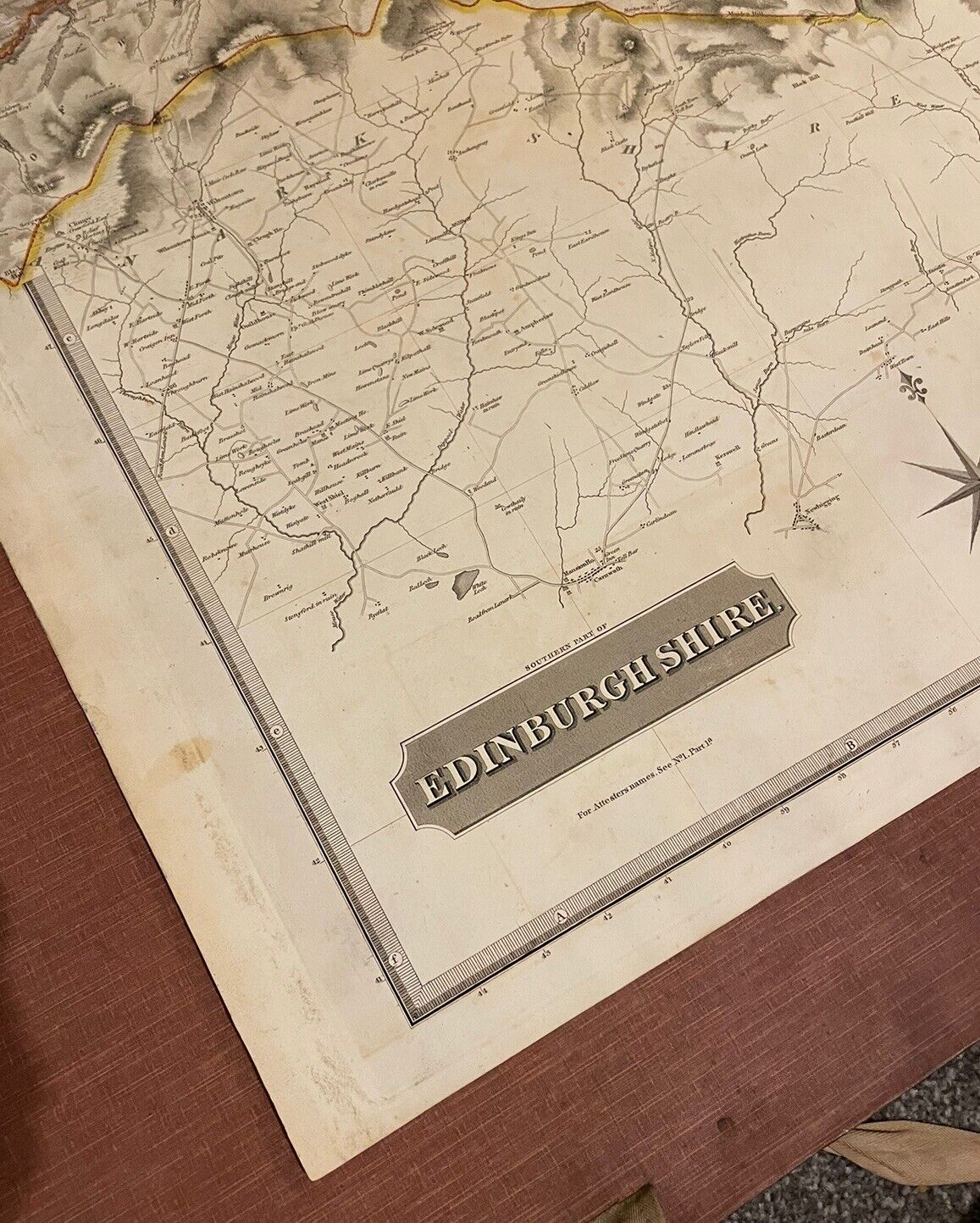 1822 Large Map of EDINBURGHSHIRE Thomson ATLAS of SCOTLAND Edinburgh ANTIQUE