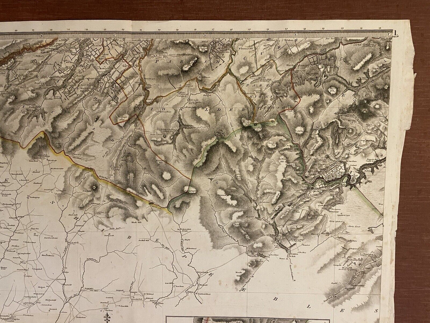 1822 Large Map of EDINBURGHSHIRE Thomson ATLAS of SCOTLAND Edinburgh ANTIQUE