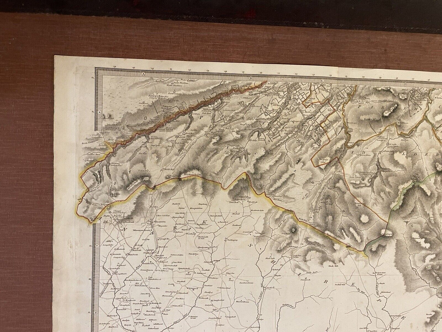 1822 Large Map of EDINBURGHSHIRE Thomson ATLAS of SCOTLAND Edinburgh ANTIQUE