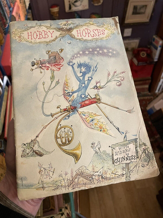 1958 GUINNESS STOUT Promo ADVERTISING Rowland Emett HOBBY HORSES WITH RIDERS