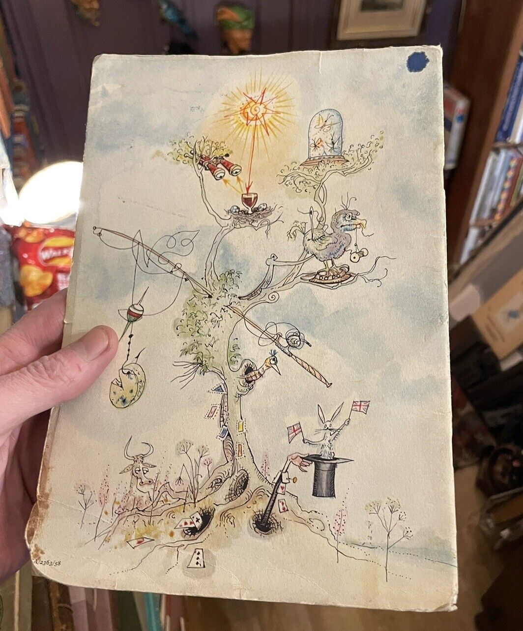 1958 GUINNESS STOUT Promo ADVERTISING Rowland Emett HOBBY HORSES WITH RIDERS