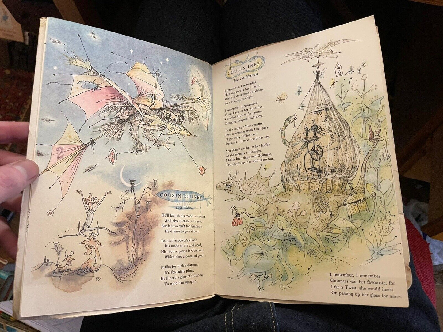 1958 GUINNESS STOUT Promo ADVERTISING Rowland Emett HOBBY HORSES WITH RIDERS