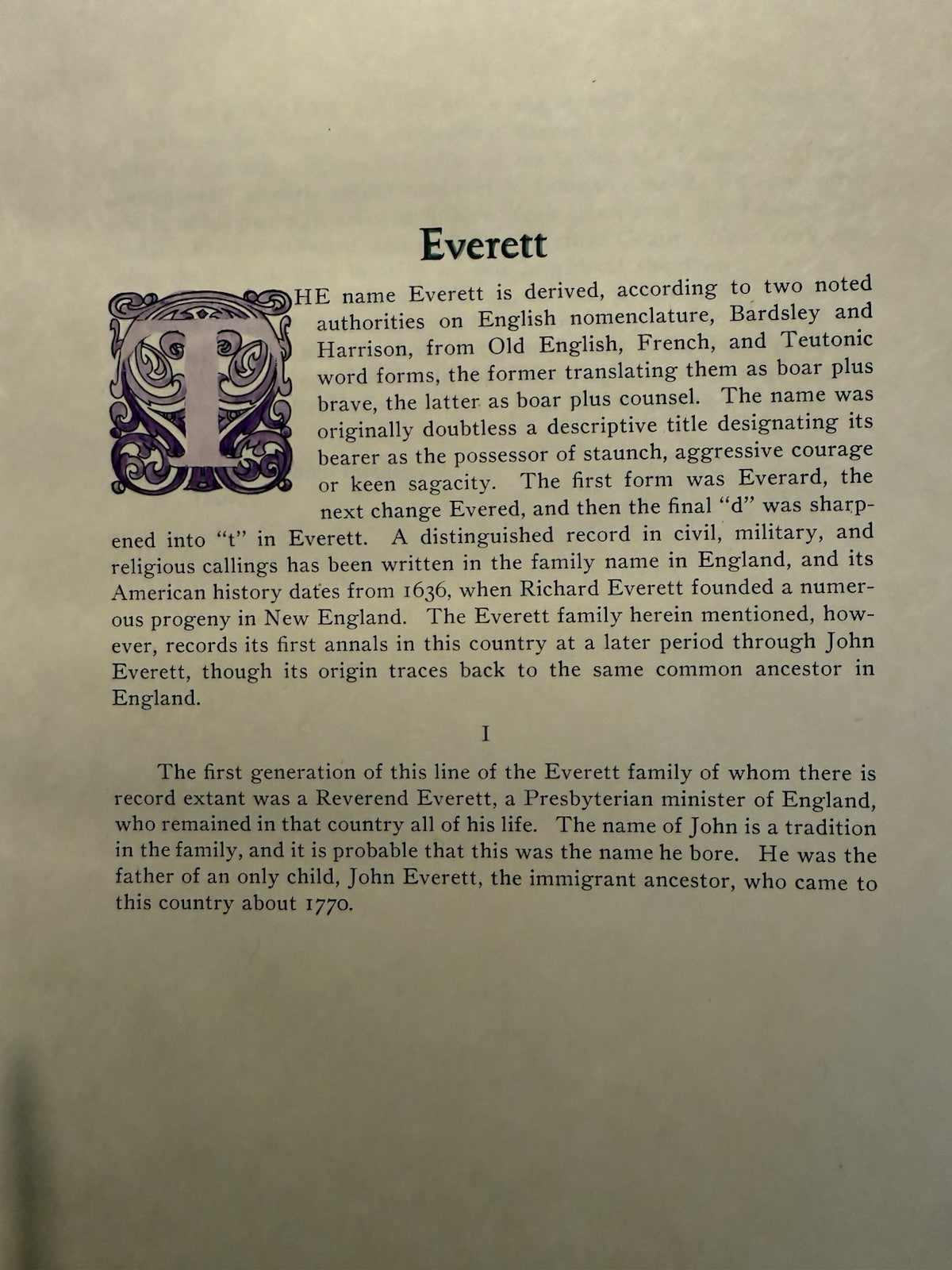 Everett & Allied Families : FIne Binding by Stikeman : Genealogical History 1925