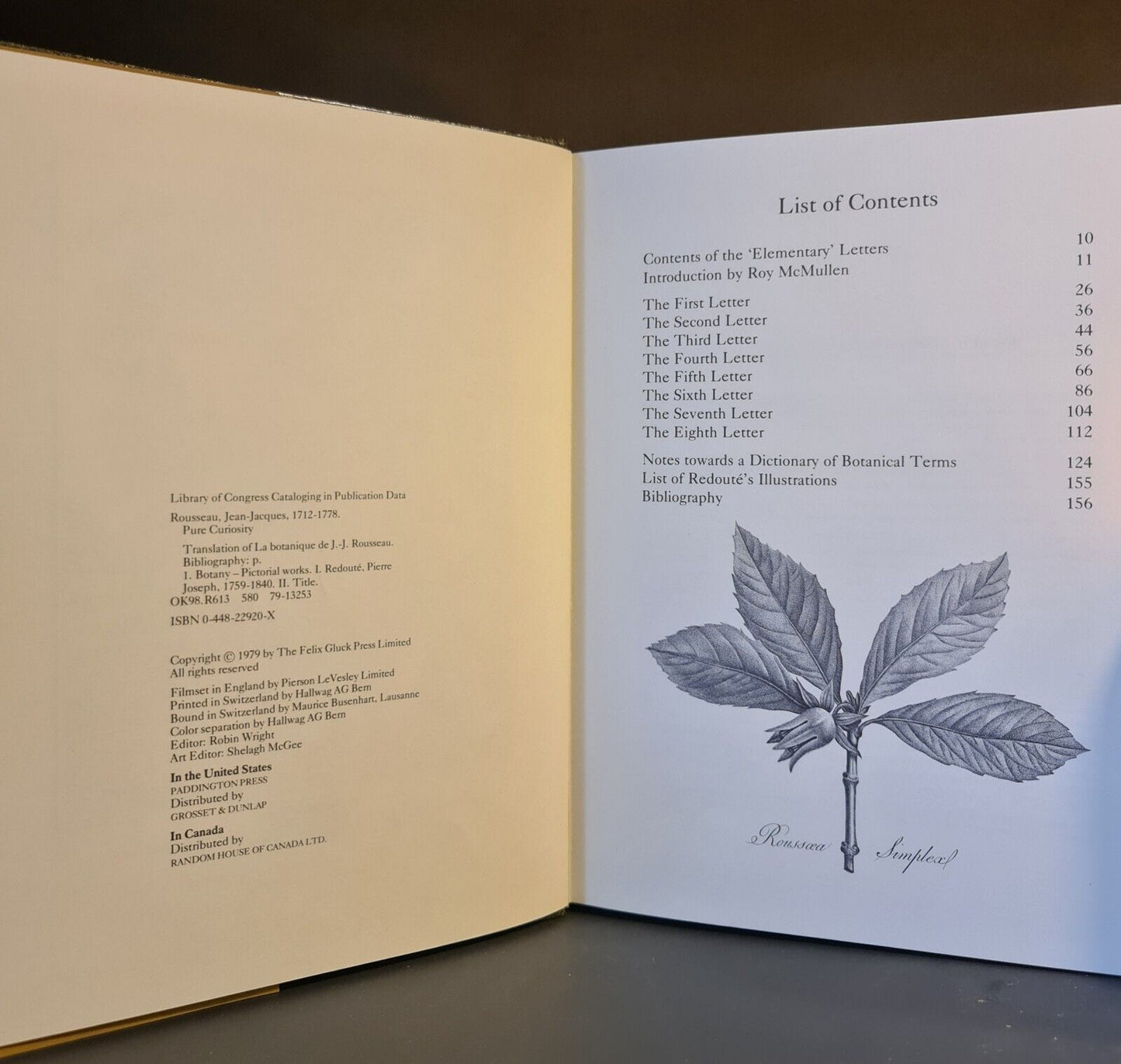 Pure Curiosity - Botanical Letters, JJ Rosseau: Hardback: 1st Edition: Botany