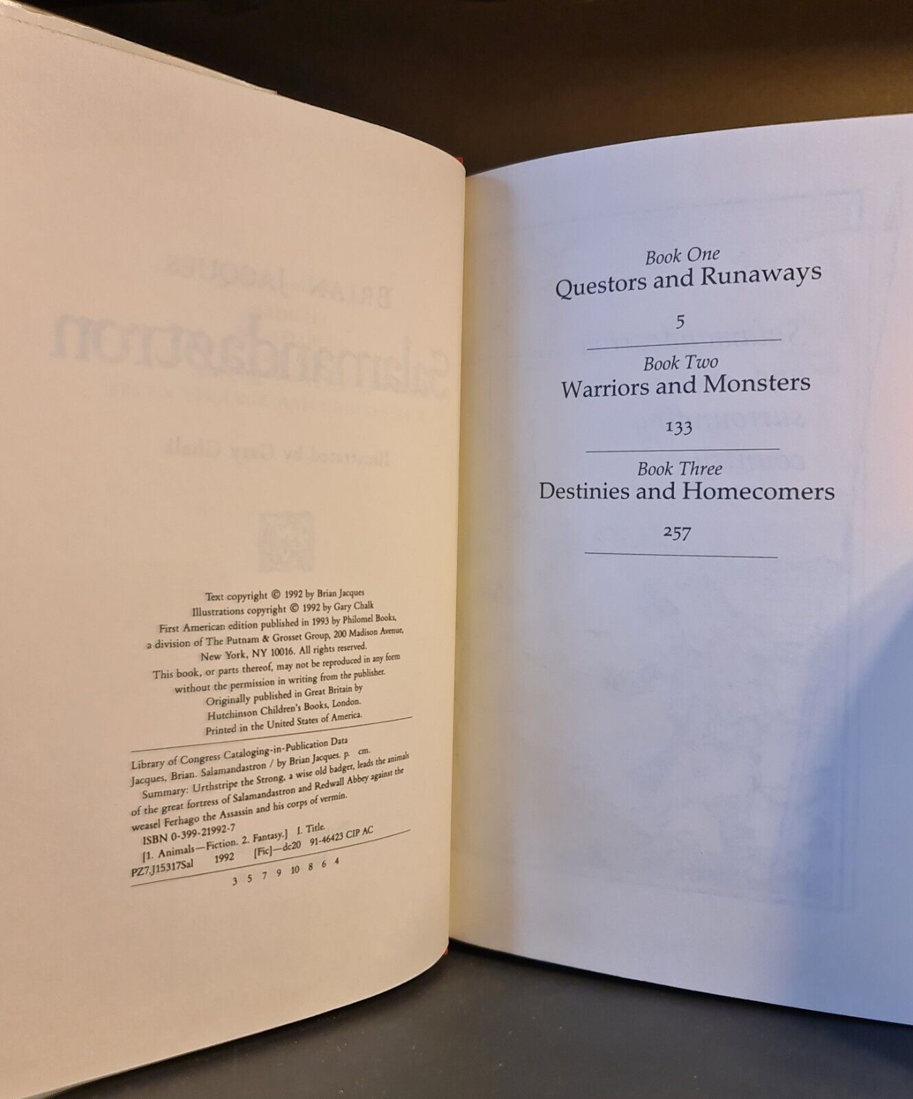 Salamandastron, Brian Jacques: Hardback: 1st OS Edition: A Tale From Redwall