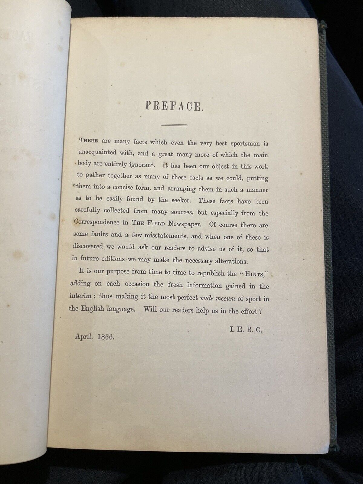 1866 Facts & Useful Hints Relating to Fishing and Shooting : Field Sports : 1st