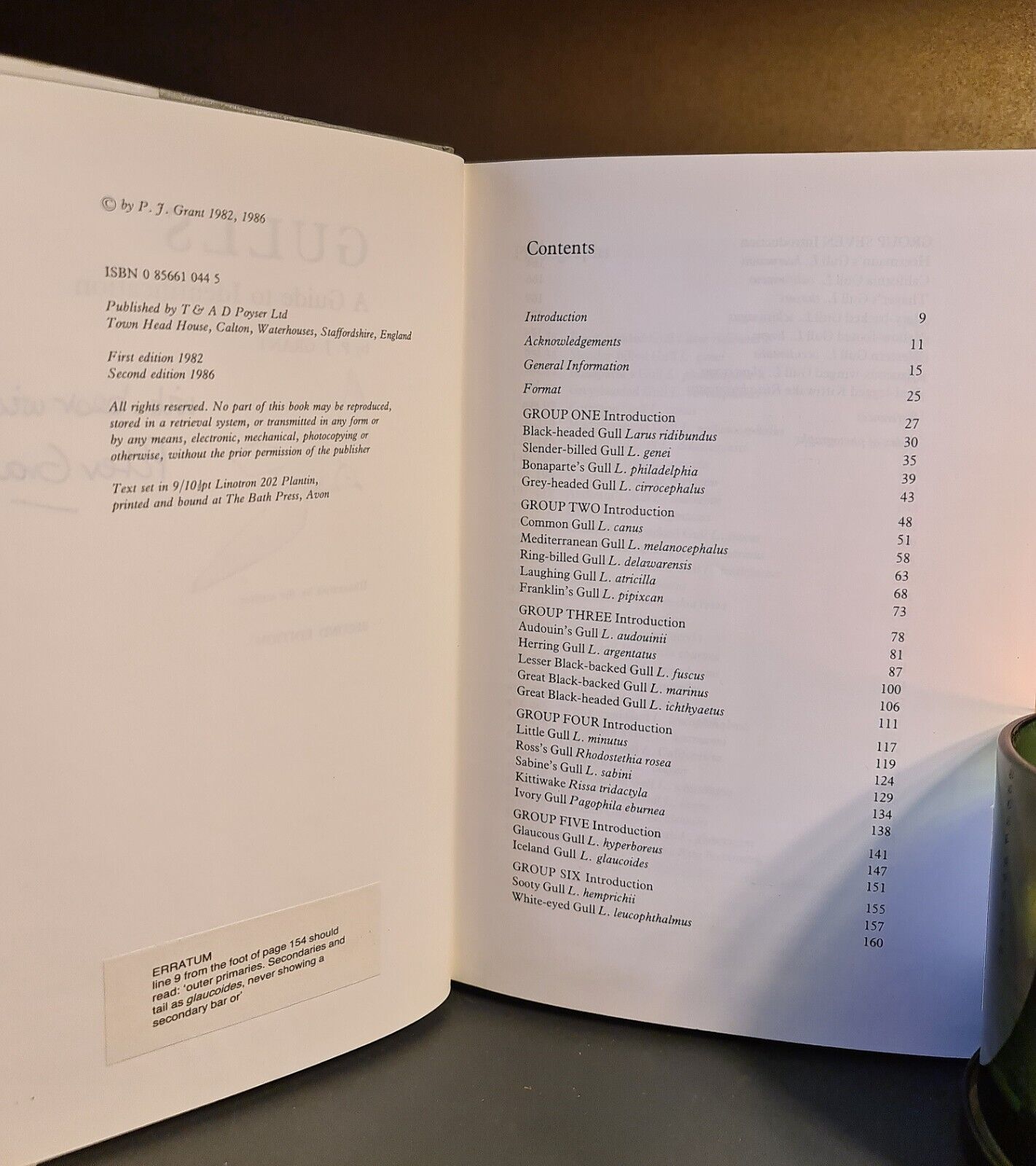 Gulls: A Guide to Identification, P.J. Grant: Signed: Hardback: Second Edition