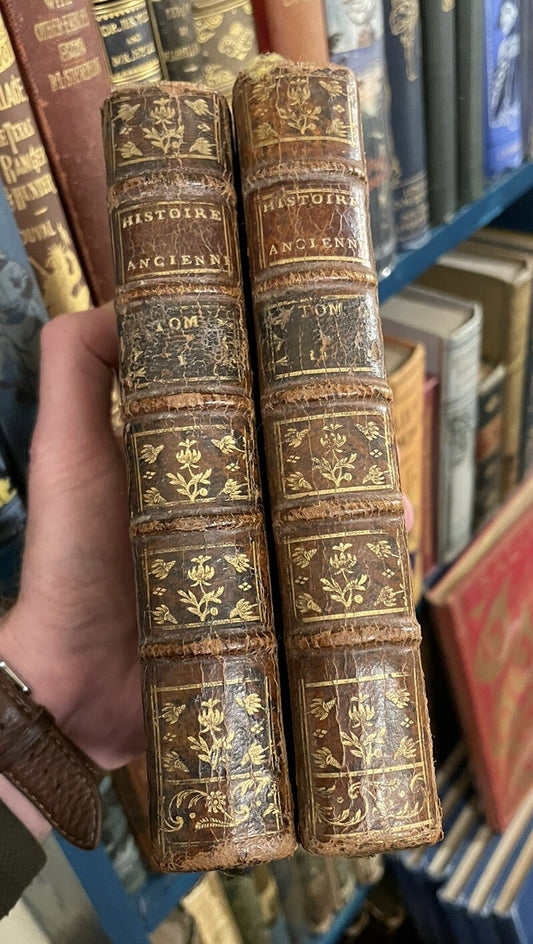 1764 Histoire Ancienne des Egyptiens : Mr Rollin : Ancient History (2 Vols)