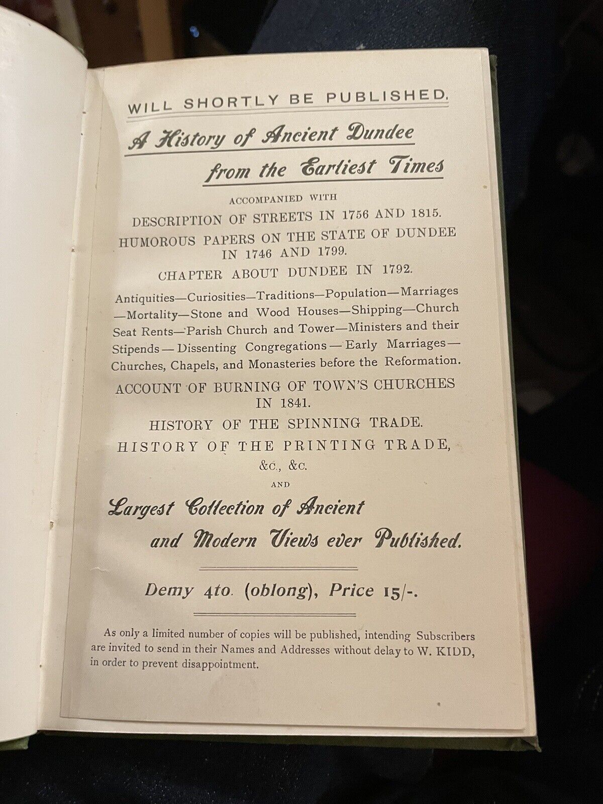 1901 Dundee Market Crosses & Tolbooths : Views of the Town : William Kidd's