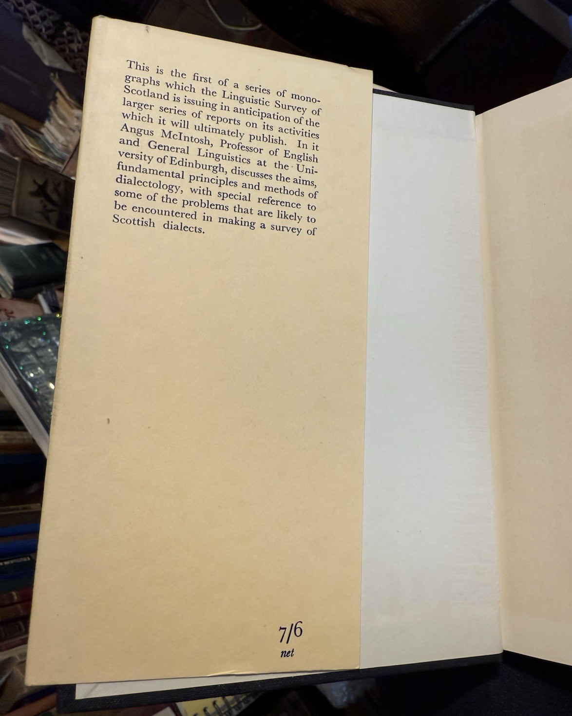 Introduction to a Survey of Scottish Dialects : Angus McIntosh : 1st Ed 1952