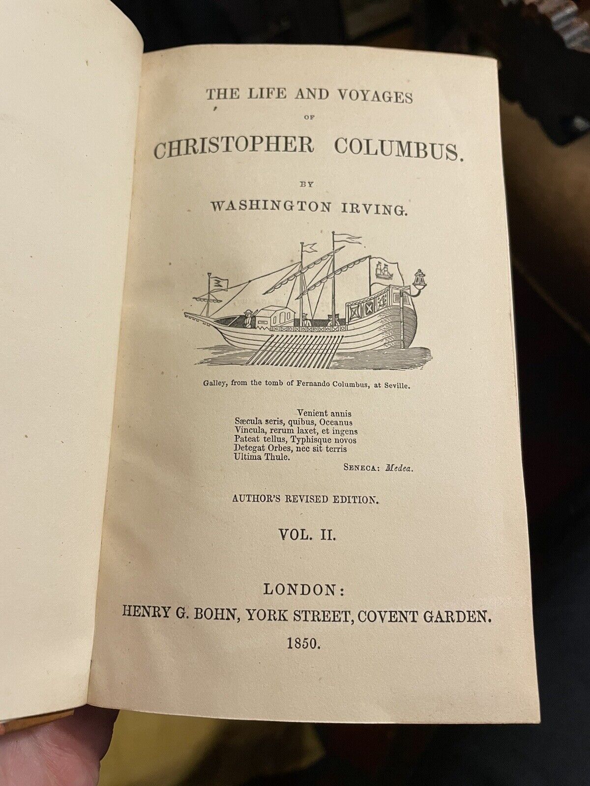 1850 The Life and Voyages of Christopher Columbus (3 Vols) Washington Irving