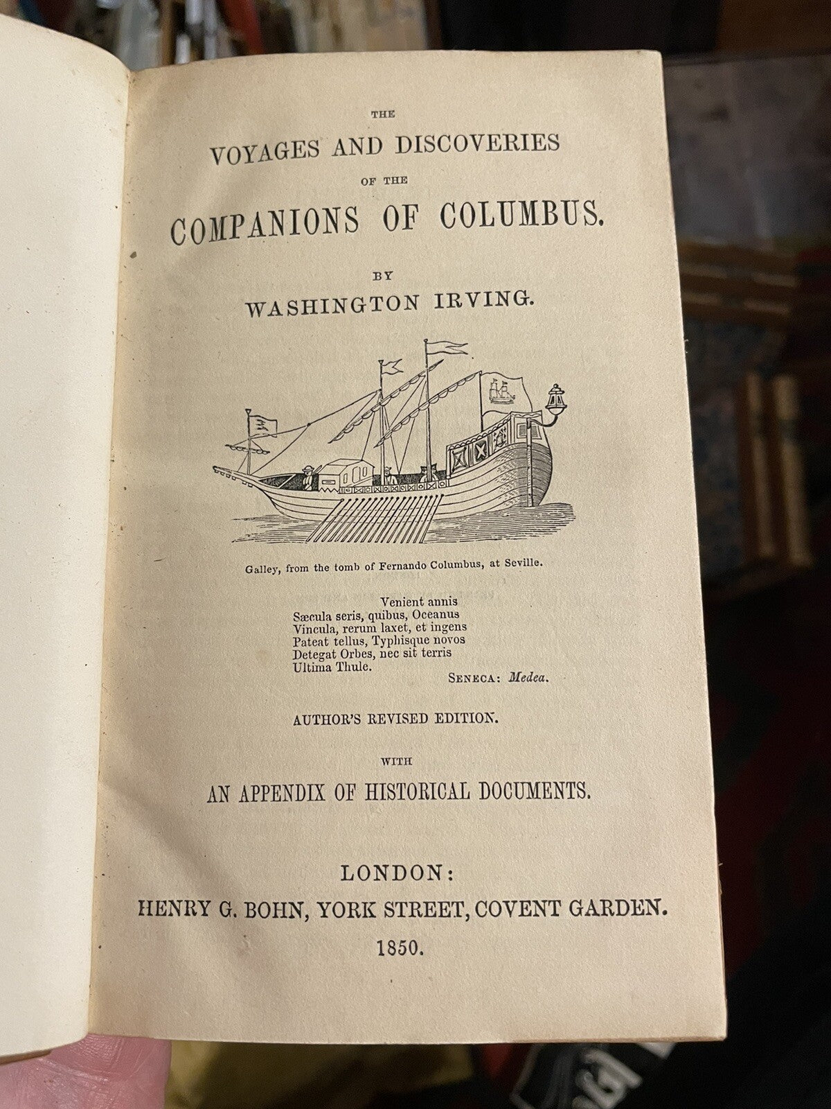 1850 The Life and Voyages of Christopher Columbus (3 Vols) Washington Irving
