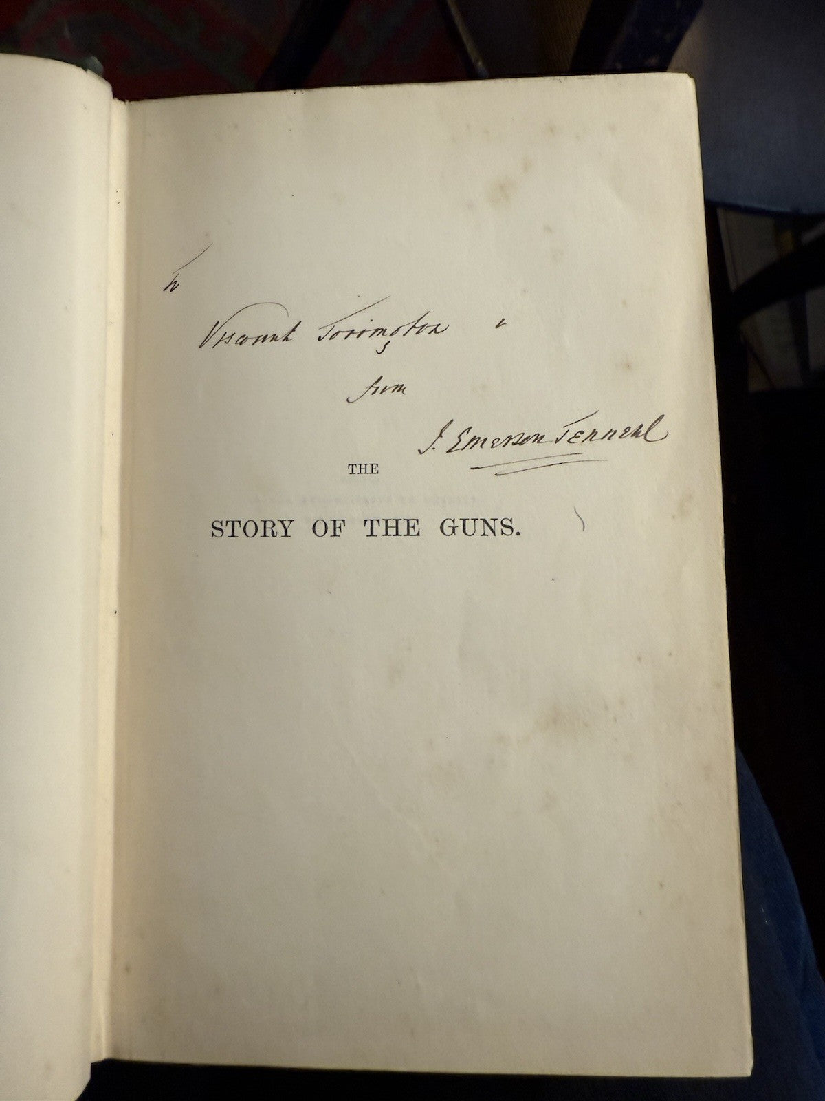 1864 The Story of Guns (SIGNED COPY) Sir J. Emerson Tennent : Whitworth Rifle