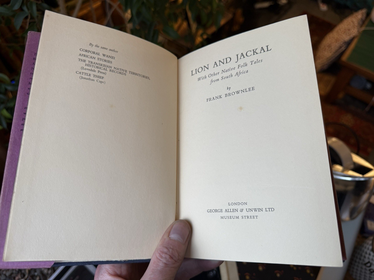 Lion and Jackal : Native Folk Tales from South Africa : Frank Brownlee 1938
