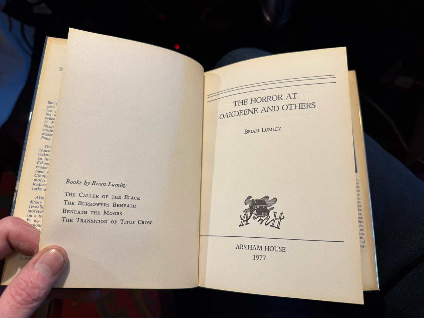 Brian Lumley : The Horror at Oakdeene & Others : Arkham House 1977 : Horror