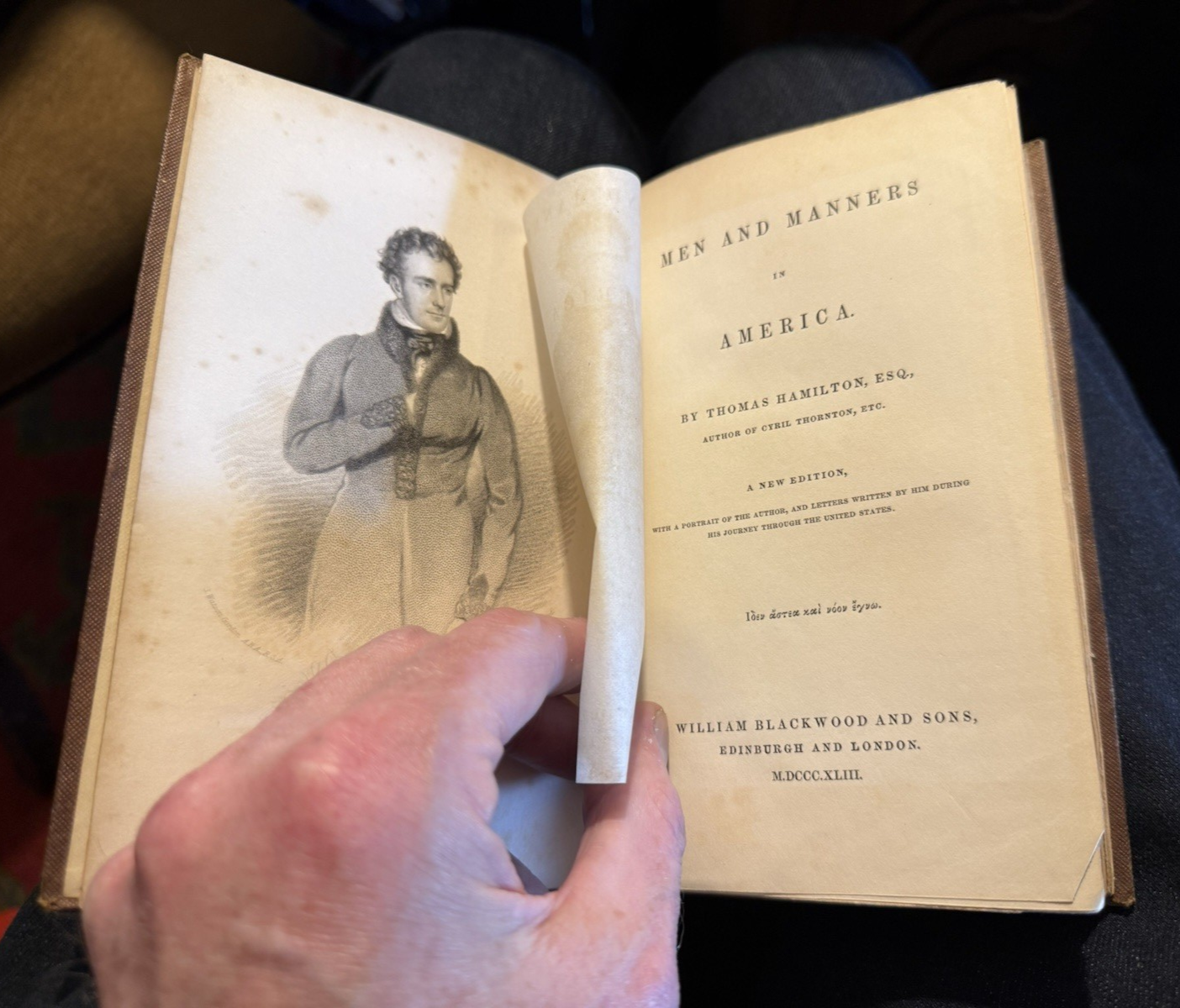 1843 Men and Manners in America : Thomas Hamilton : Travels in the US