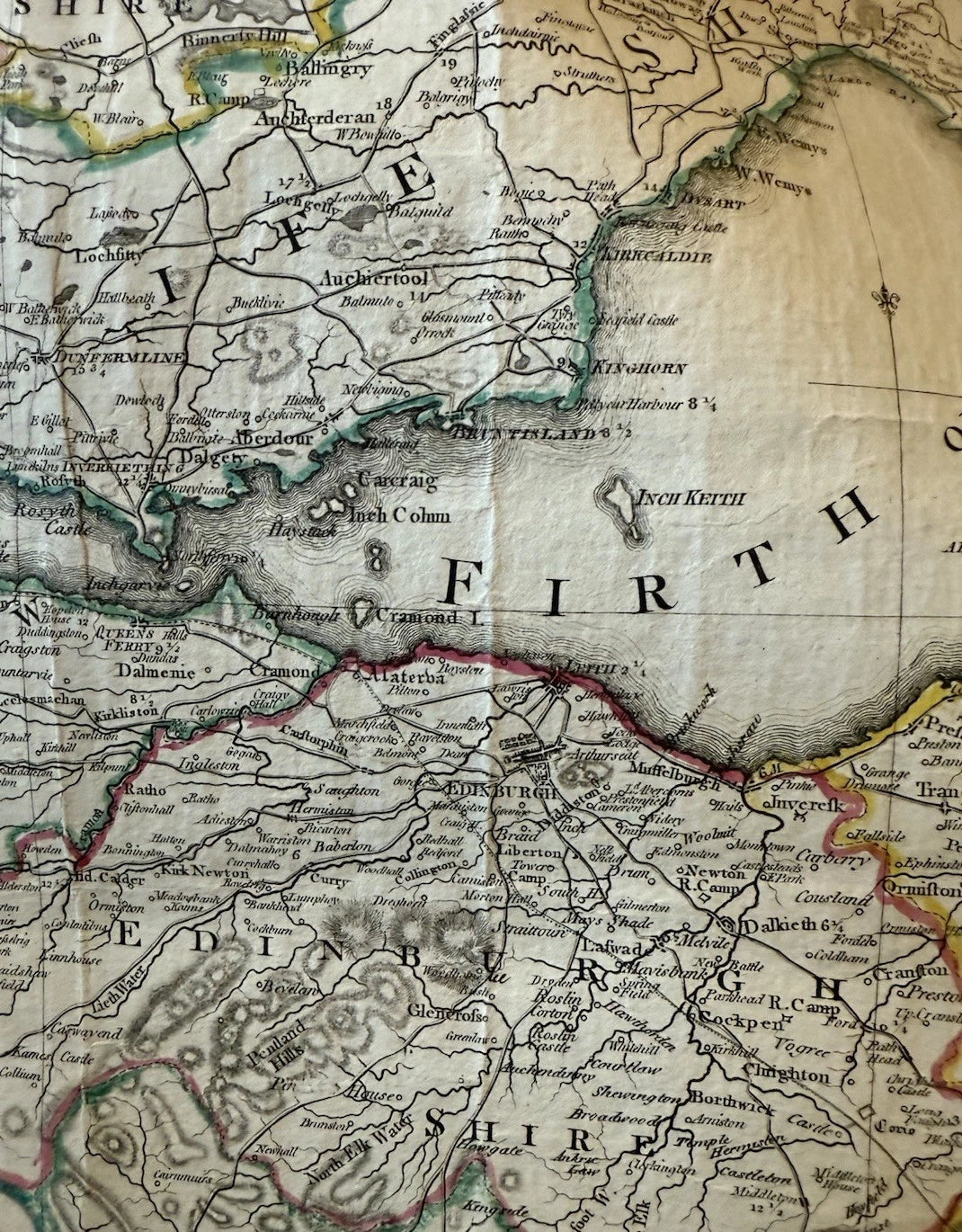 1779 Ainslie's Map of the Environs of Edinburgh : 18th Century Original Antique