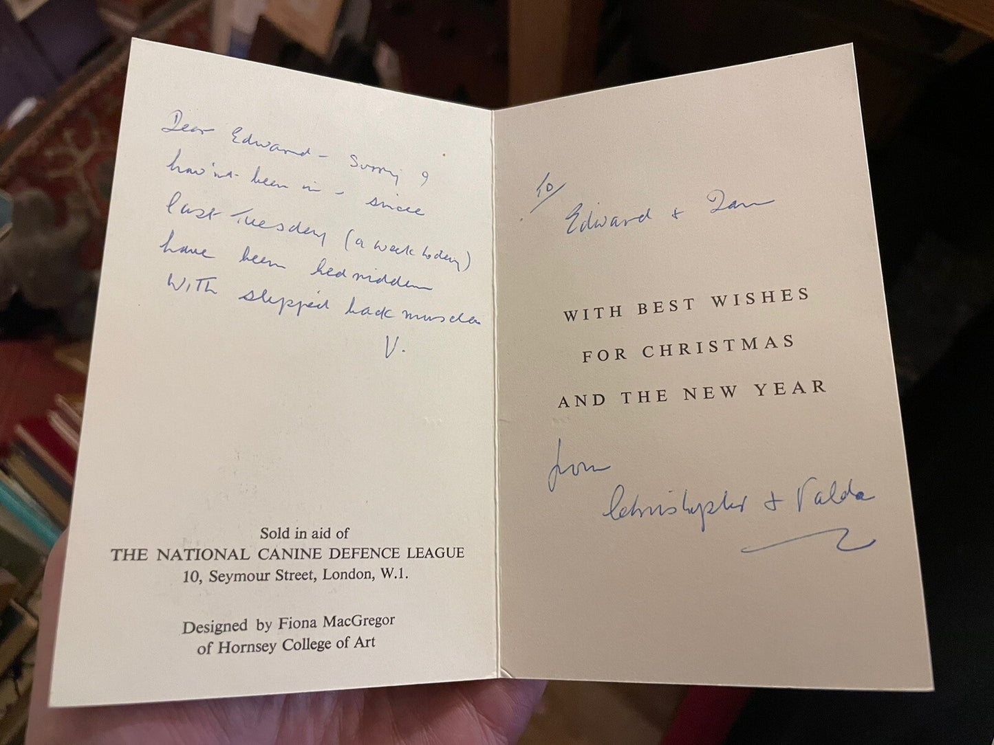 Hugh MacDiarmid (C M Grieve) & Valda Christmas Card to John Updike Booksellers