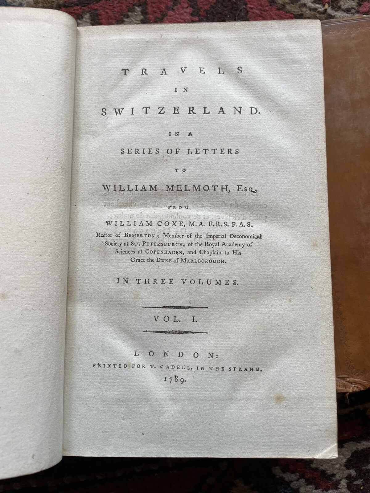 1789 Melmoth's Travels in Switzerland (3 vols) Engraved Mountain Ranges