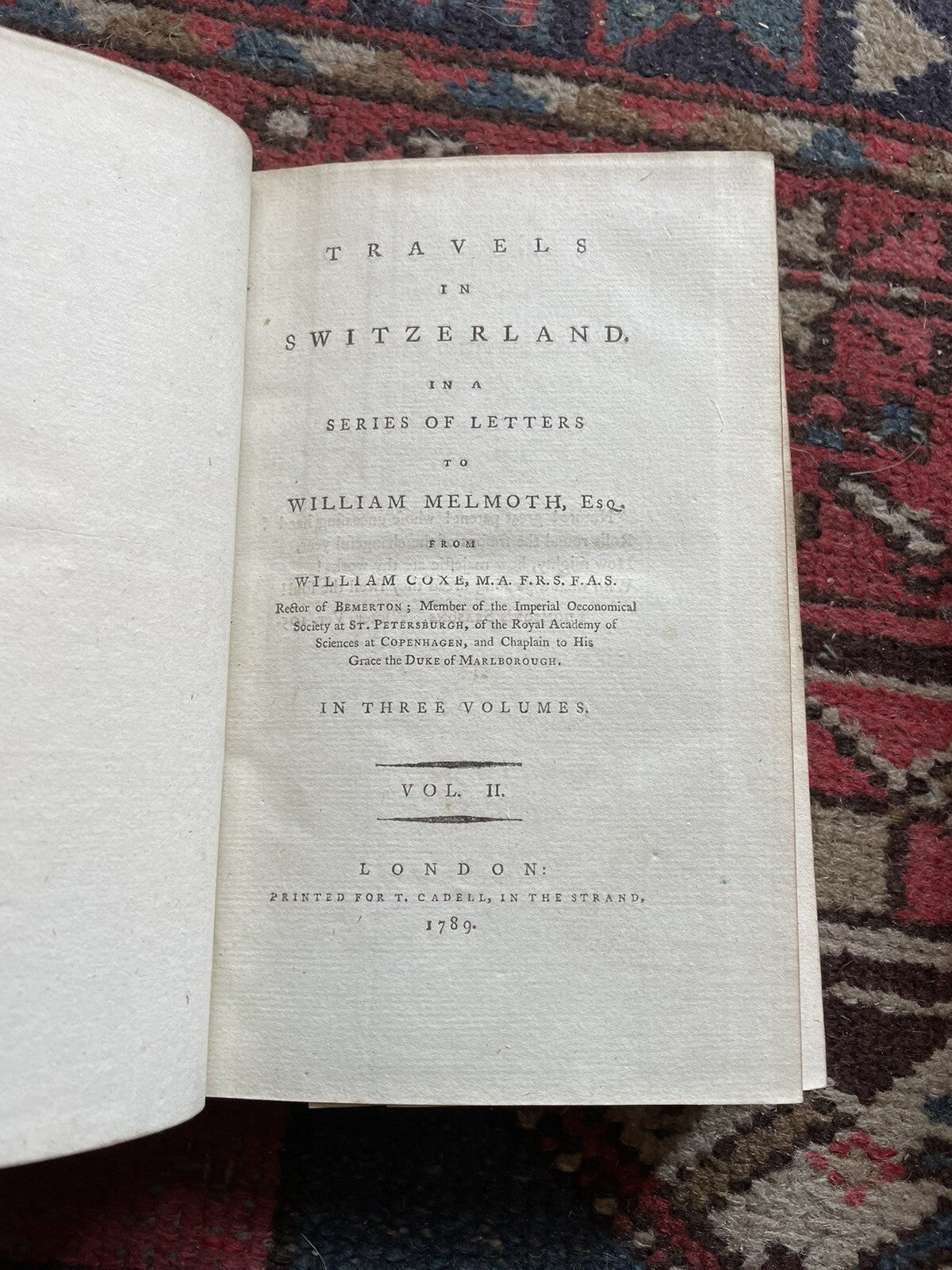 1789 Melmoth's Travels in Switzerland (3 vols) Engraved Mountain Ranges