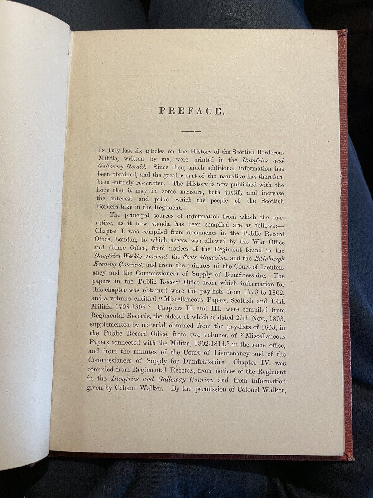 1877 A History of the Scottish Borderers Militia : Scotland Borders Military
